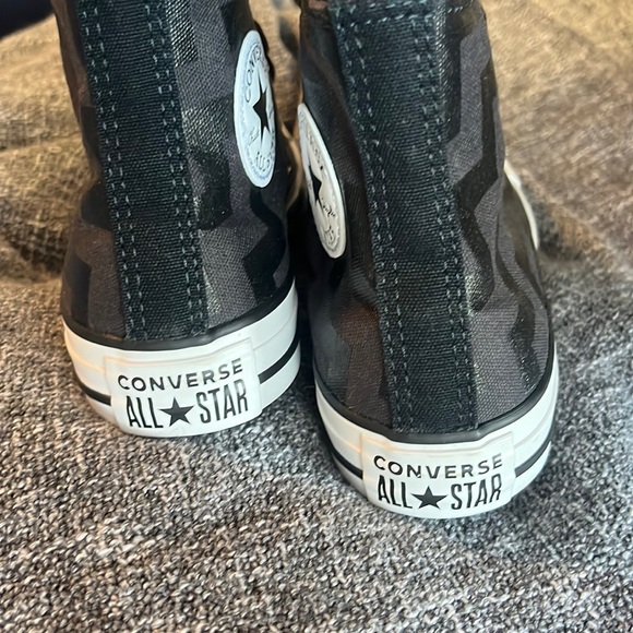 Black on Black Zig Zag Converse high tops Chuck Taylor All Star NEW without tag - Picture 9 of 10